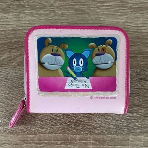 Rare Vintage Y2k Jim Benton No Dogs Allowed Pink Bifold Wallet Card Holder